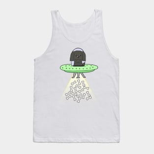 Funny black dog is flying a ufo Tank Top